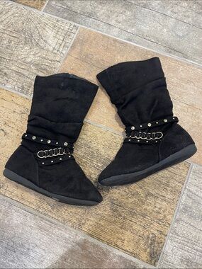 Links Toddler Girls Faux Suede High Books with Gold Details Size 11